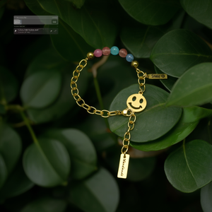 Pulsera de Moda con Dijes, Chapada en Oro PVD, Acero Inoxidable 316L, Colgante de Sonrisa Hecho a Mano, Joyería Unisex Linda - Product Image 3