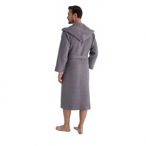 <span class=keywords><strong>Accappatoio</strong></span> da <span class=keywords><strong>Uomo</strong></span> di <span class=keywords><strong>Lusso</strong></span> Personalizzato Hongbo, Tinta Unita, Manica Lunga, 100% Cotone Leggero, in Tessuto Waffle di Bambù con Cappuccio - Product Image 6