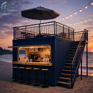 Tienda Prefabricada Personalizada Tipo Contenedor de 10 pies con <span class=keywords><strong>Bar</strong></span> en Contenedor Marítimo y Terraza en el Techo - Product Image 4