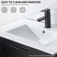 Meja rias kamar mandi apung Modern hitam 36 "kabinet Kamar Mandi pasang di dinding wastafel tunggal 2 laci besar Vanity kamar mandi