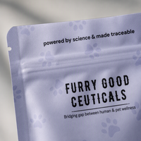 Sachet refermable personnalisé avec fermeture éclair, finition mate, pour aliments et compléments pour chiens, en Mylar, avec logo