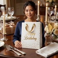 Sac cadeau de luxe en papier blanc avec pois dorés pour les fêtes d'anniversaire, les boutiques et les cadeaux spéciaux de fêtes