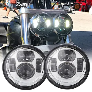 Grosir Lampu Depan Led 5.75 Inci Dyna Fat Bob, Lampu Depan Bulat Ganda untuk Sepeda Motor Harley