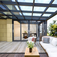 Véranda moderne en aluminium pour terrasse, balcon, ou enclos de jardin, kit DIY 4 saisons avec double vitrage trempé anti-corrosion