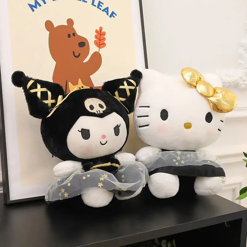 Mainan mewah Kuromi emas hitam boneka Hello KT film permainan boneka figur mewah 50CM bantal boneka hadiah ulang tahun anak-anak