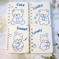 Cuaderno Promocional Portátil A7 al por Mayor con Cubierta de PVC, Diseño de Dibujos Animados Impresos, Encuadernación en Espiral, Ventilador de Bolsillo Enrollable