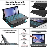 Funda con Teclado Retroiluminado y Trackpad para Samsung Galaxy Tab S10 Plus/S9FE Plus/S9+ 12.4\", Cubierta de Teclado Desmontable con Soporte para Lápiz