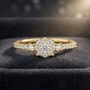 Bague de fiançailles de luxe en diamant de laboratoire taille cluster, or 10K/14K/18K, argent sterling 925/935 rhodié, cadeau d'anniversaire - Product Image 1