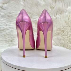 12CM/10CM/8CM/फ्लैट बड़े आकार के सैंडलियास नुकीले पैर की अंगुली डिजाइन महिलाओं के लिए नई ट्रेंडी गुलाबी हील्स - Product Image 3