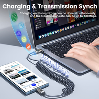 Cable de Carga Rápida Retráctil USB-C de 6A Toocki, con Indicador de Carga Transparente, Trenzado de Aluminio y E-Marker para Laptop y Teléfono