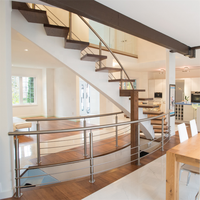 DAIYA – escalier de sécurité avec escalier incurvé, rampe en bois massif, balustrade en acier