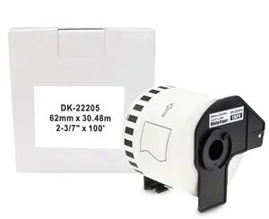 Etiquetas de papel térmicas compatíveis com dk 22205, etiquetas contínuas, suporte de 62mm x 30.48mm dk22205