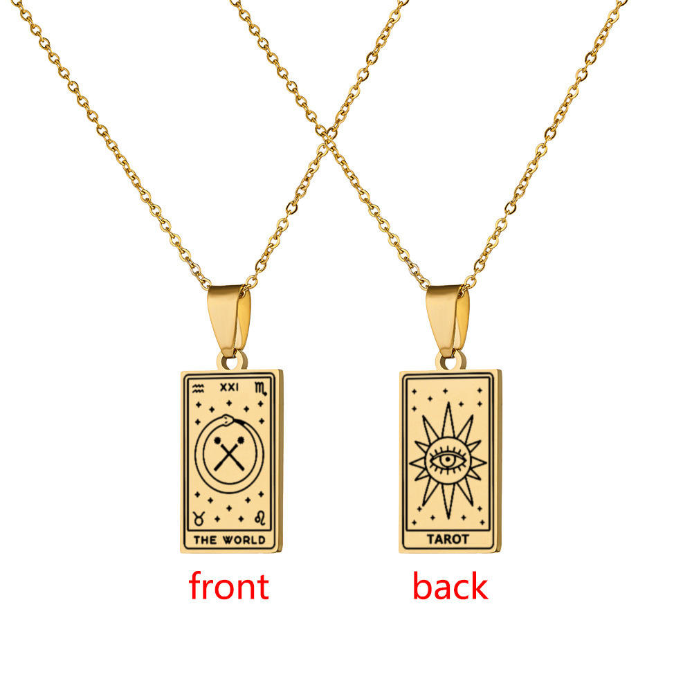 Double engraved steel necklace