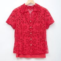 Vente en gros Chemisiers pour femmes Chemises à manches courtes Cardigan brodé en dentelle Hauts 2 pièces Nouveaux chemisiers décontractés élégants pour femmes Hauts