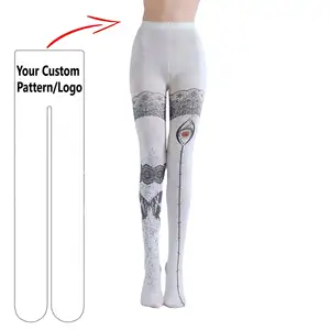 Custom Tattoo Lace Print Butterfly Pattern Leggings Dark Subculture Eyes Cos Pantyhose