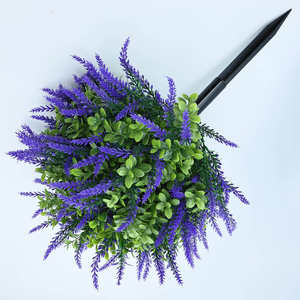 LO-507 Décoration de jardin extérieure résistante aux UV 57cm Boule topiaire artificielle <span class=keywords><strong>houx</strong></span> lavande avec piquet de sol - Product Image 5