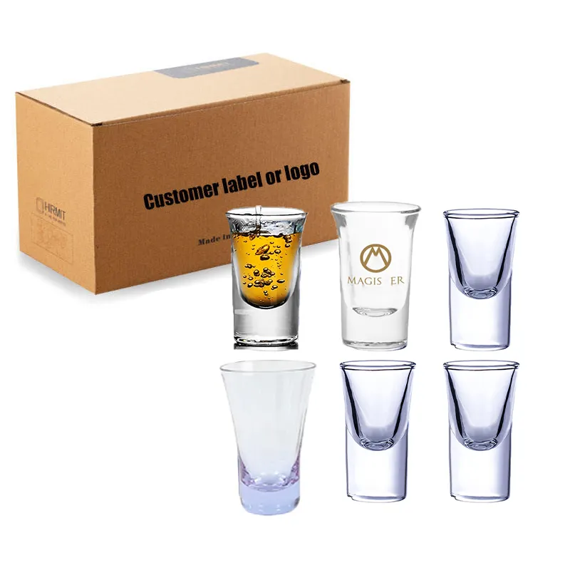 25 ml 1 oz großhandel günstig mini Shot-Gläser-Set 6 Stück individuelles Logo Wein Whiskey Tasse Wodka kleine kugel Shot-Gläser