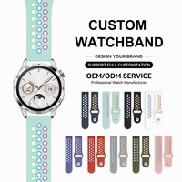 Bracelet en silicone contrastant de style perforé bicolore 20/22 mm pour montres connectées Samsung Huawei - Gamme de vente au détail