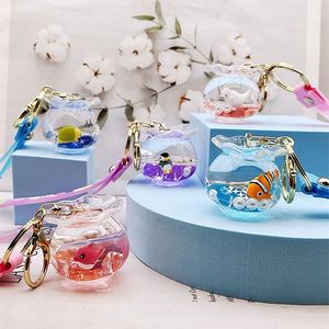 Lovely Marine Keychain <b>Floating</b> Liquid Fish Tank Bag Pendant Acrylic Boutique Car Jewelry Wholesale Gifts for Men and Women - Product Image 1