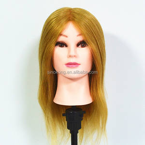 Tête de mannequin de formation en cheveux naturels, épaule, poupée, pour <span class=keywords><strong>coiffeur</strong></span>, couleur <span class=keywords><strong>Blonde</strong></span>, vente en gros, 1 pièce - Product Image 2