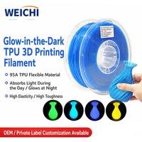 Filament Lumineux WEICHI pour Impression 3D, Matériau Souple TPU, Émettant de la Lumière la Nuit, PC 200-220°C