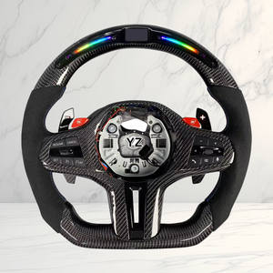 Volante Deportivo de Fibra de Carbono con LED Personalizado YZ para <span class=keywords><strong>BMW</strong></span> Serie 3 4 5 6 7 8 G20 G2X G3X M3 M4 M5 330i <span class=keywords><strong>330e</strong></span> 340i 440i - Product Image 1
