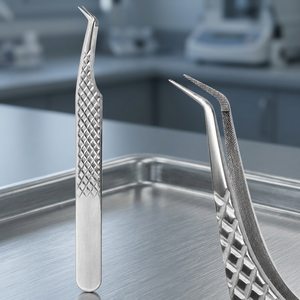 Pinzas de Precisión para Pestañas de Acero Inoxidable con Punta Lisa en Ángulo de 45 Grados para Extensión de Pestañas - Product Image 2