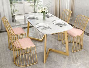 Mesa de Comedor y Sillas de Mármol de Estilo Nórdico Moderno, Mesa de Comedor Sencilla <span class=keywords><strong>para</strong></span> el Hogar, Mesa de Comedor <span class=keywords><strong>para</strong></span> <span class=keywords><strong>4</strong></span> <span class=keywords><strong>Personas</strong></span>, Mesa de Comedor <span class=keywords><strong>para</strong></span> Apartamentos Pequeños - Product Image 5