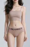 Culotte de bikini sport pour femme, taille basse, très élastique, sans couture, motif côtelé, entrejambe en nylon et coton respirant, avec lettres