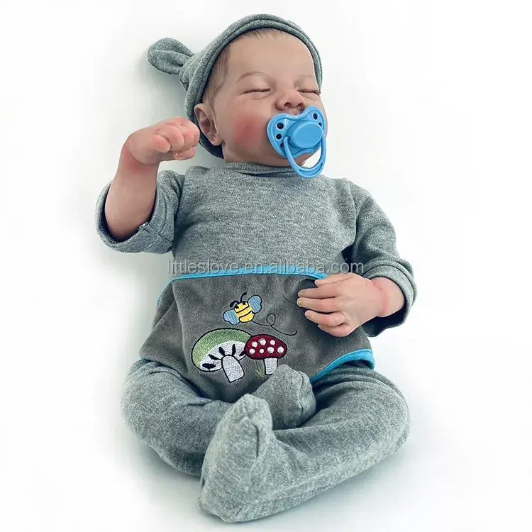 Poupée Reborn Garçon Nouveau-né Réaliste – 50cm – Silicone – Endormi
