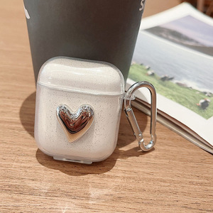 Funda de lujo para auriculares inalámbricos con lazo de lentejuelas en polvo con purpurina 3D para <span class=keywords><strong>Airpods</strong></span> Pro 3 <span class=keywords><strong>2</strong></span> <span class=keywords><strong>Gen</strong></span> 1, funda transparente para auriculares, llavero con lazo con gancho - Product Image 4