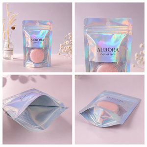 Bolsas de Mylar con Holograma Impresas Personalizadas, con Ventana Transparente, Autosellables, Iridiscentes, para Maquillaje, Regalos Pequeños y Dulces - Product Image 3