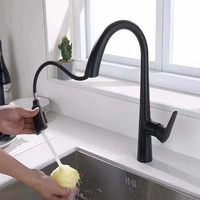 Robinet d'évier de cuisine en laiton massif, mitigeur chaud/froid extractible pour la maison