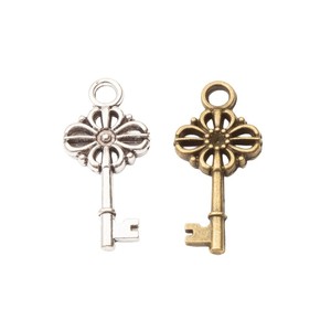 Pendentif clé squelette nœud floral en alliage <span class=keywords><strong>de</strong></span> zinc argent antique filigrané pour décoration <span class=keywords><strong>de</strong></span> mariage steampunk - Product Image 2
