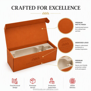Boîte cadeau personnalisée pour <span class=keywords><strong>vin</strong></span>, 1 bouteille de 750 ml, avec logo, boîte en carton de luxe orange brûlé pour l'emballage de bouteilles de <span class=keywords><strong>vin</strong></span>, vente en gros - Product Image 2