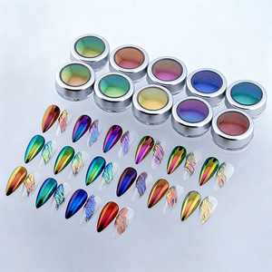 Poudre à ongles effet miroir caméléon optique, paillettes chromées irisées changeantes de couleur pour manucure, vente en gros - Product Image 3
