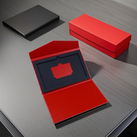 Boîte cadeau rigide en carton recyclé noir de luxe sur mesure avec papier magnétique UV doux au toucher pour cartes de crédit VIP gaufrées