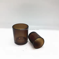 Großhandel 300ml Recycelte Bernsteinfarbene Glas-Kerzenhalter Zylinderdesign für Heimdekoration