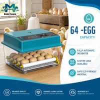 Incubateur entièrement automatique 64 œufs à contrôle numérique, retournement automatique, double alimentation, en plastique ABS haute transparence pour poulets et canards, OEM