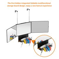 Supports de miroir pliants pour salles de coiffure, pliables à 360°, à trois volets, pour la coupe de cheveux à domicile, miroir de coiffure à trois volets, miroir suspendu à trois volets