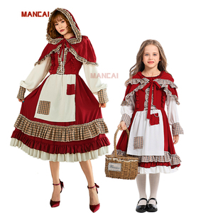 Disfraz de Caperucita Roja para adultos y niños para niñas, mujeres, Navidad, Halloween, Carnaval, disfraz de sirvienta, vestido de fiesta de Cosplay - Product Image 1