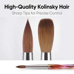 ชุดแปรงเพ้นท์เล็บ Kolinsky สีเหลือบรุ้งส้มแดง ด้ามจับคริสตัล สำหรับอะคริลิค พาวเดอร์ และยูวีเจล ต่อเล็บ ใช้ในร้านเสริมสวย - Product Image 4