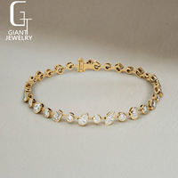 Bracelet de luxe avec breloques tennis serties clos pour femmes et hommes, en or 9k 10k 14k, diamants de laboratoire certifiés IGI