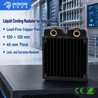 Radiador de Refrigeración por Agua de Cobre Rojo de Alto Rendimiento OCOCOO, 120 mm, 45 mm de Grosor, Intercambiador de Calor G1/4 para Refrigeración de Centros de Datos con IA