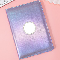 Carnet A5 à couverture rigide holographique dégradé, journal laser irisé scintillant, décoré de strass creux, pour l'écriture quotidienne