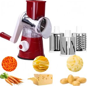 Vente en gros : Trancheuse à fromage et légumes multifonction manuelle rotative ronde en acier inoxydable, râpe et hachoir - Product Image 1