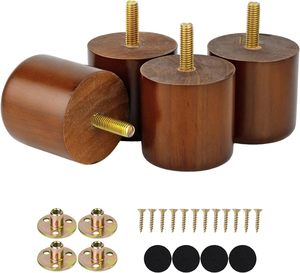 Ensemble <span class=keywords><strong>de</strong></span> <span class=keywords><strong>pieds</strong></span> <span class=keywords><strong>de</strong></span> meubles en bois massif non finis, pré-percés, pour commode, ottoman, armoire, chaise, bricolage - Product Image 1