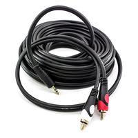 Câble audio de voiture 3,5 mm Aux vers 2 RCA HiFi OFC mâle-mâle avec gaine en PVC pour moniteur d'ordinateur et lecteur DVD