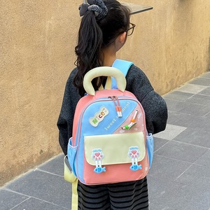 Mochila escolar para guardería, mochila <span class=keywords><strong>de</strong></span> colores contrastantes para niños y niñas, mochila ligera y versátil para niños, protección para la espalda - Product Image 4