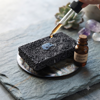 Lot de diffuseurs en pierre noire poreuse sans flamme pour aromathérapie, avec boîte personnalisée pour cadeaux d'entreprise